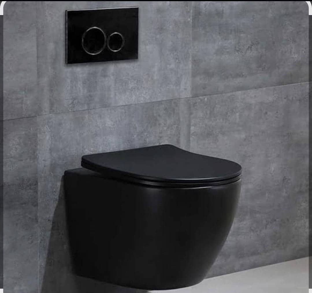 Black Round Pan Executive Concealed Wall-Hung Toilet Bathroom & Plumbing Fixtures Bathroom & Plumbing Fixtures