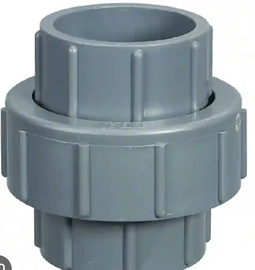 Grey PVC Pipe Union Fitting (Socket x Socket) Generic (or fill in specific brand like Schedule 80, Plastomatic, or Spears if known) Plumbing Supplies & FittingsSKU: PVC-UNION-GRY-01